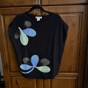 Keren Hart Women's Sleeveless Top With Soft Brushed Flowers Vest Sweater Large